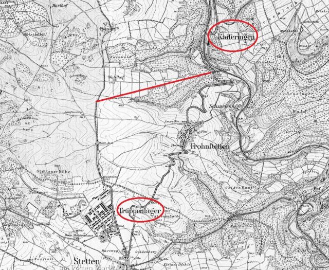 Karte 1918 von 7820Winterlingen Heuberg Standseilbahn von Kaiseringen auf die Albhochfläche eingezeichnet__
